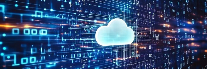 Wall Mural - futuristic digital network showcasing global cloud storage and virtual data information flow