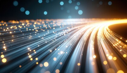 Wall Mural - dynamic abstract image of light trails and bokeh, symbolizing fast data transfer and advanced techno