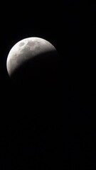 Wall Mural - lunar eclipse - the shadow of the earth creeps on the lunar disk. vertical video