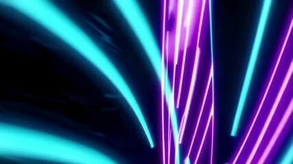 Wall Mural - Neon blue purple light streaks seamless looping video on black.
