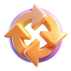 Wall Mural - 3d refresh arrows icon isolated on transparent background