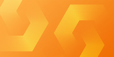 Abstract orange background with glowing geometric lines. Modern shiny yellow hexagon lines pattern. Technology futuristic concept. Suit for poster, banner, brochure, cover, flyer. Vector illustratio