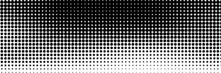 Wall Mural - Dotted gradient halftone background. Horizontal seamless dots pattern in pop art style. Abstract modern stylish texture. Vector illustration.