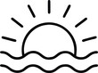 © Rafijur	 - Simple Line Art Icon of a Sunset Over the Ocean Waves, Perfect for Summer Designs...