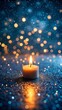 © Nasima Begum - A single candle glows warmly in the dark surrounded by sparkling bokeh lights