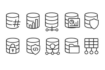 Wall Mural - Database, security linear icon set. data protection, storage icons in line style