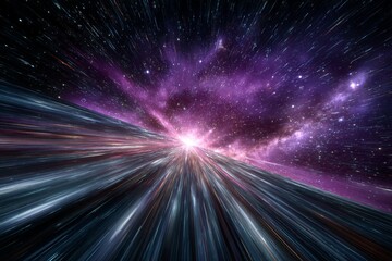 Wall Mural - vivid cosmic landscape featuring dynamic light streaks and colorful nebulae deep in space