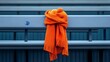 © creative - Orange scarf forgotten on a bench in the stadium