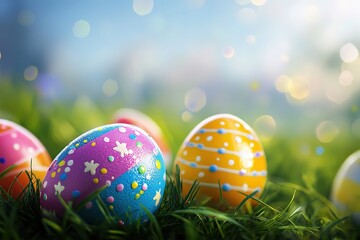  Spring Grass Colorful Easter Egg Texture, Candy Packaging Gift Box Seasonal Product Label