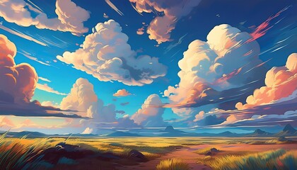Wall Mural - vast sky filled with fluffy clouds