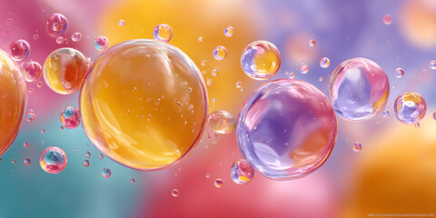 Wall Mural - abstract pc desktop wallpaper background with flying bubbles on a colorful background. flying bubble