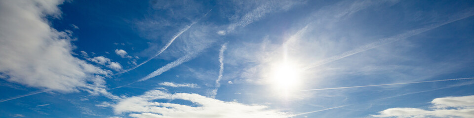 Wall Mural - blue sky with clouds. cloudy sky background. horizontal banner