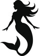 © Vockto - Silhouettes of a mermaid woman and two girls one holding a sword elegant vector illustration