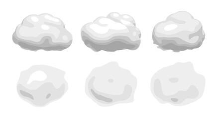 Illustration of six fluffy white cotton ball like shapes arranged in a two by three grid pattern