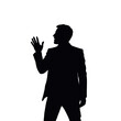 © Iuliia - Businessman silhouette gesturing with hand while speaking on white background