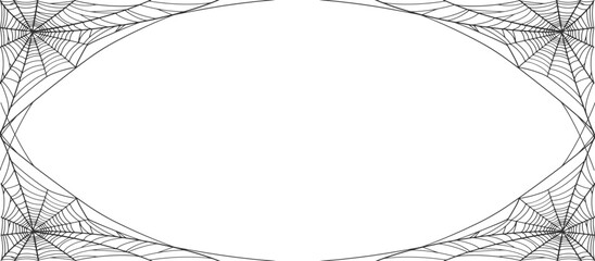 Wall Mural - Halloween Cobweb frame border, spider web Vector Isolated on Transparent Background. Vector eps