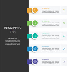 Wall Mural - Vertical infographic timeline 5 steps template. Timeline, Business presentation. Vector illustration.