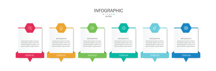 Wall Mural - Design template for vector infographic labels with icons and 6 options or steps.