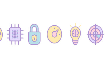 Wall Mural - abstract illustration representing technology symbols including cybersecurity, speed, innovation, an