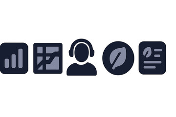 Wall Mural - graphic symbols related to data analysis and user interaction in a digital workspace