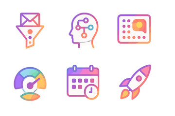 Wall Mural - colorful digital icons representing communication, productivity, and planning tools with a modern de