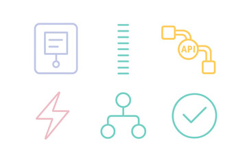 Wall Mural - illustration of technology and data concepts with outlines for api, validation, and system flow in p