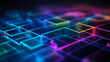 © rattana - Colorful neon rectangles floating and creating a futuristic and technological background