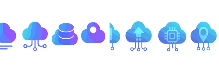 Wall Mural - cloud technology icons representing various services and functionalities for digital solutions