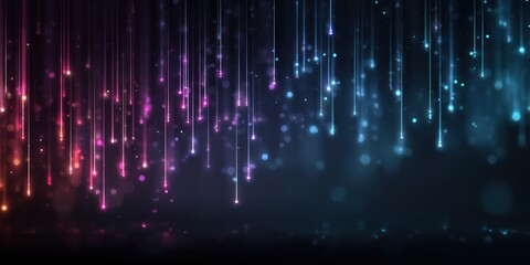 Wall Mural - magenta and blue vertical light streaks with glowing particle bokeh