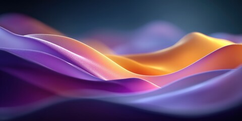 Wall Mural - layered bright orange and violet satin waves with soft light and depth