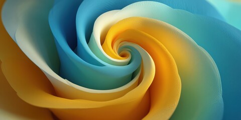 Wall Mural - vivid yellow and sky blue spiral rose shape with soft gradients