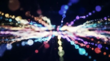 Wall Mural - Abstract Animation of Colorful Glowing Particles Creating Dynamic Visual Streams on Dark Background for Modern Motion