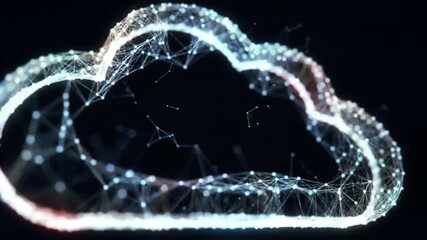 Wall Mural - abstract cloud computing network with connected dots and lines in dark background for data storage t