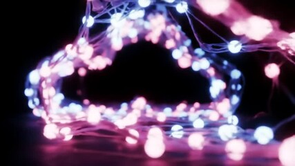 Wall Mural - data cloud concept with interconnected nodes in purple and pink on a black background