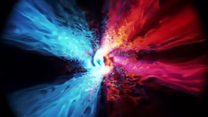 Wall Mural - dynamic abstract design featuring red and blue colors forming central convergence on black backgroun