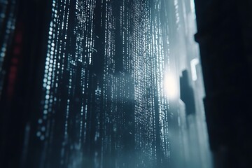 Futuristic digital data stream background with binary code, technology and information flow