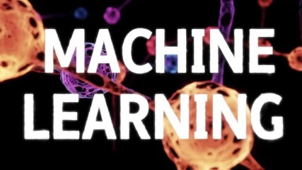 Wall Mural - machine learning text over a black background with neural network representations featuring connecte