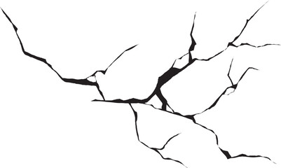 damage surface crack and fissure in ground, concrete, crevices from disaster silhouette breaks on la
