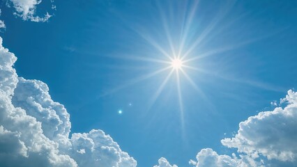 Wall Mural - solar energy beams under a clear sky with scattered clouds
