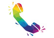 © Natalia - Colorful telephone handset icon with a vibrant rainbow design with copy space