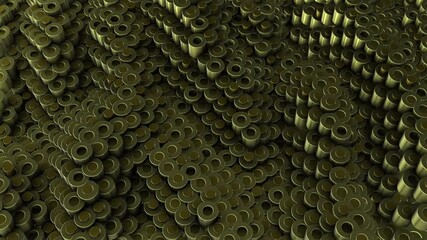 3D Gold Cylinders Waves Abstract Motion Graphics