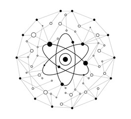 Wall Mural - connected web black dots, nuclear quantum energy big data network concept, business connection with 