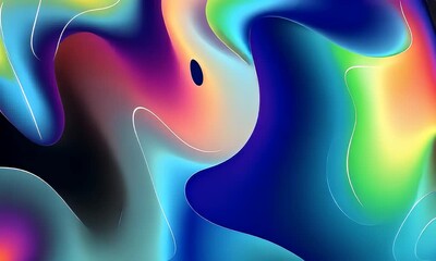 Wall Mural - abstract colorful forms flowing on dark background slow motion