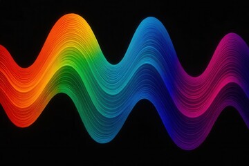 Wall Mural - a vibrant rainbow wave of color on a black background