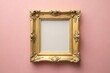 © Jannatul - Ornate gold picture frame on pink wall mockup for art display