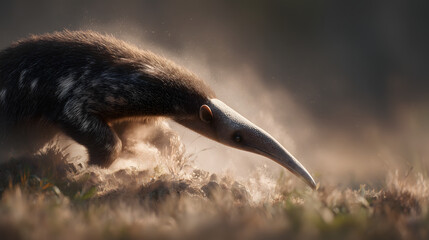 Wall Mural - Giant Anteater Walking Across Dusty Terrain in Natural Light