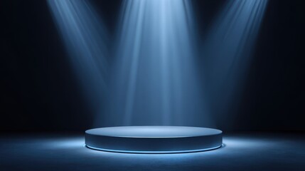 Wall Mural - stunning photo of dark blue stage podium 3d background product platform of empty scene presentation 