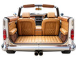 © MDSAKIB - Rear 3/4 Angle of Classic Convertible with Tan Leather Interior and Open Doors, Transparent Background