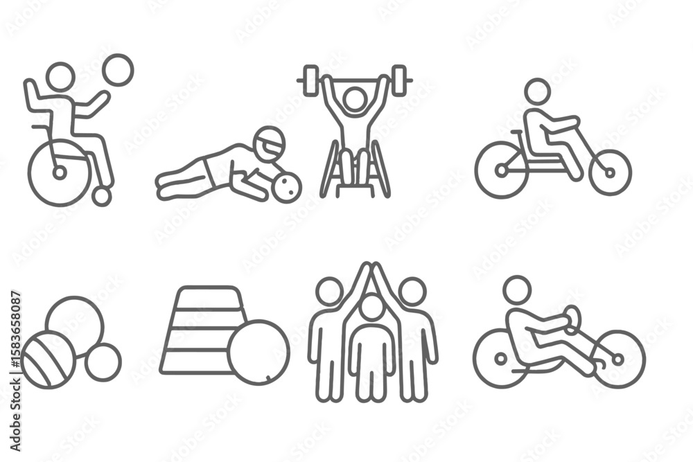 Image vectorielle Stock Adaptive Sports Icons. Line style icons of ...