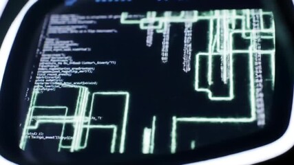 Displaying Code on Screen with Neon Edges Computer Interface